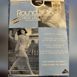 Round the Clock New Leg Solutions Control Top Jet Black 3d sheer Shadow Toe